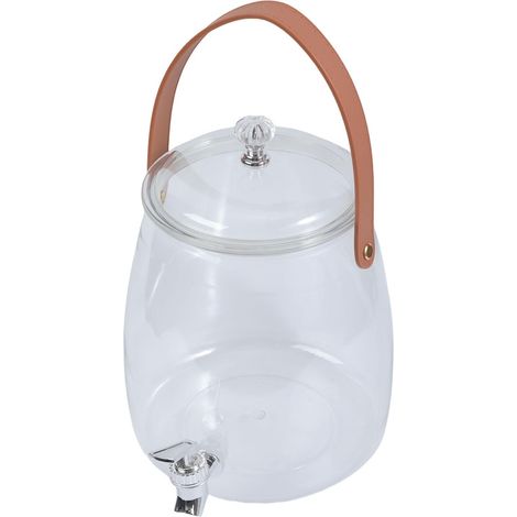 Distributeur de boissons avec robinet galvanisé et poignée en cuir pour service de fête, carafe d'eau froide grande capacité, distributeur de jus en PET (1/4)