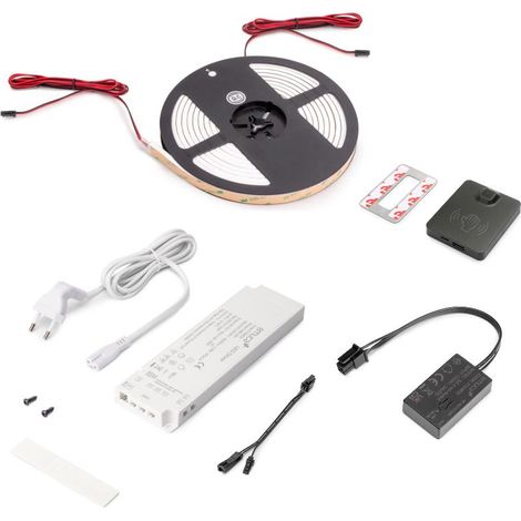 emuca kit de tira led 12x5 neonlynx h para cocina, longitud 5.000mm, luz blanca natural 4.000k, sensor switch de proximidad rf smart, convertidor smart 60w (24v dc), plástico (1/5)