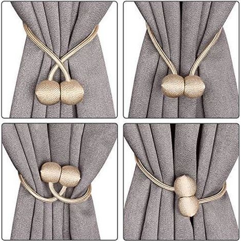 Lot de 4 Embrasses de Rideaux Décoration , Embrasses Boucle Aimantée Tressage Décoration Boucle pour Décoration de Bureau Maison (1/4)