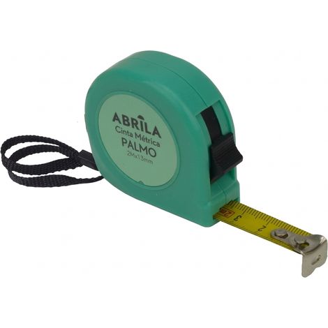Nastro di misura 2mx13mm verde con blocco, clip magnetica, clip e impugnatura