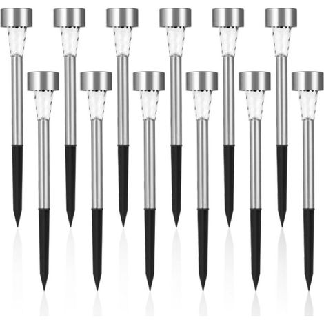 Solar Garden Lamp Outdoor Ground Lamp 12pcs Waterproof Garden Lamps Wireless LED Lamp Decoration Cold White Outdoor Solar Lighting for Paths Lawn Automatic Rechargeable (1/4)