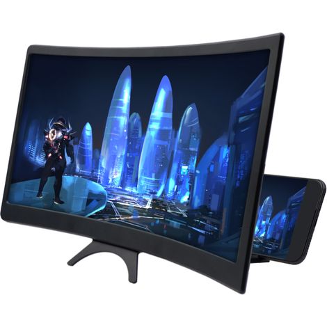 Lupa de pantalla de teléfono de 12 pulgadas, amplificador de pantalla curva 3D para teléfono móvil, soporte plegable para smartphone, ideal para el hogar, la oficina, niños y personas mayores. (1/5)