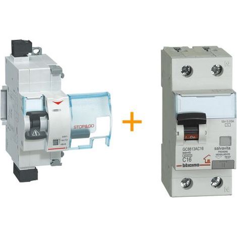 Bticino Salvavita STOP&GO Restart + Interruttore magnetotermico differenziale - F80SG FS80SG + GC8813AC16