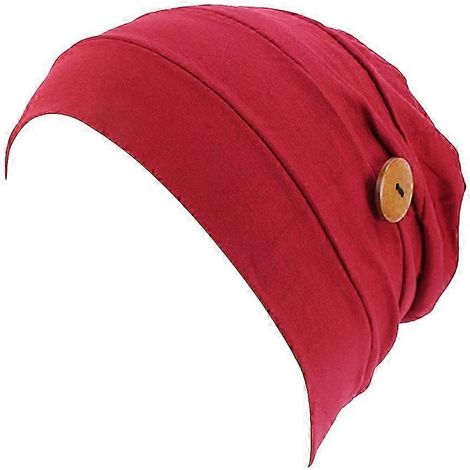 Bonnet en coton modal rouge pour femme, idéal pour la chimiothérapie et offrant un confort respirant (1/5)