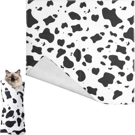 Sac de Toilettage pour Chat, 55x55cm Doux Auto-Adhésif Enveloppement de Retenue pour Chat Anti-Morsure Enveloppement d'Emmaillotage pour Chat pour Couper Les Ongles Médecine