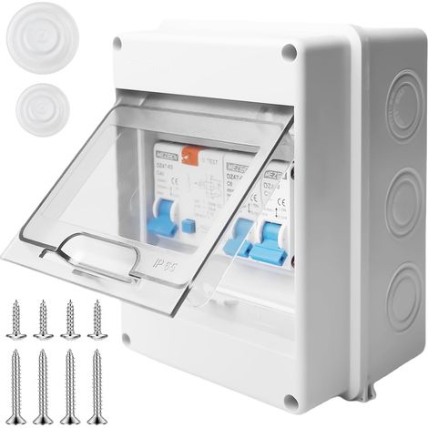 Boîte à fusibles Montage en saillie IP65 étanche Petit distributeur en saillie avec interrupteur d'air 10 A + 10 A Boîte à fusibles avec interrupteur AC 32 A Pour la maison (1/5)