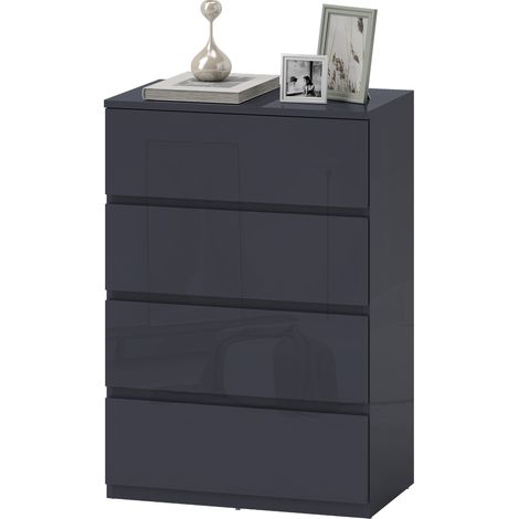 Cómoda de almacenamiento 55 x 34 x 80 cm compacta cierre suave estilo moderno sin tirador de aglomerado gris 210001451 (1/5)