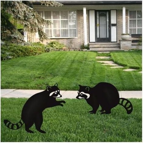 Metal Raccoon Garden Ornaments Pack - Garden Animal Statue, Yard Garden Silhouette, Outdoor Patio, Outdoor Decor, Lawn Ornaments. MUMU (1/4)