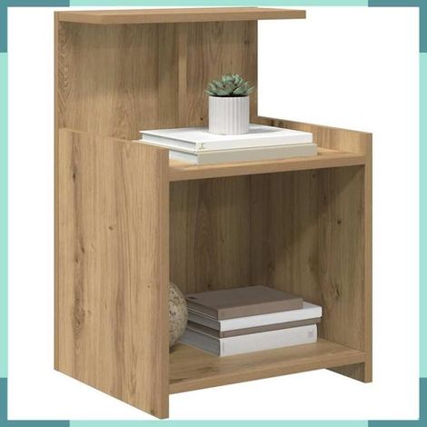 Cabinet de chevet - 875137 - Chêne artisanal - 2 étagères - 40 x 35 x 60 cm (1/5)