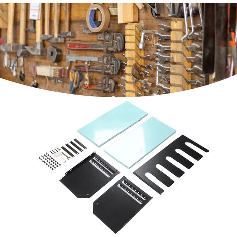 Étagère murale de rangement pour perceuses électriques, tournevis et outils bleue. (1/5)