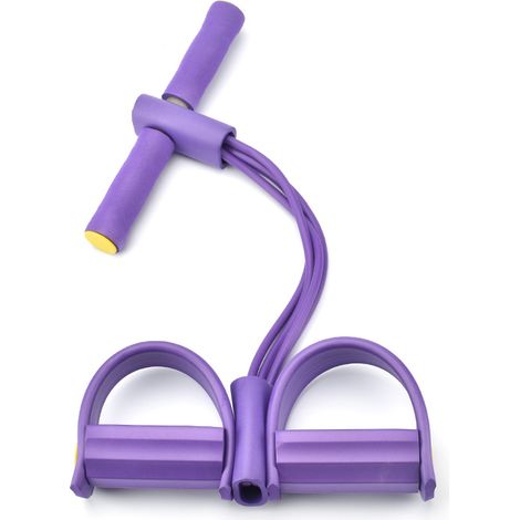 Bande de résistance avec pédale, 4 tubes, multi-usage pour exercices abdominaux. (1/5)