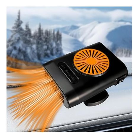 Calefactor portátil para vehículos, 200 W, 12 V, calefacción y refrigeración 2 en 1, descongelación y desempañado rápidos, descongelador de parabrisas portátil giratorio 360°