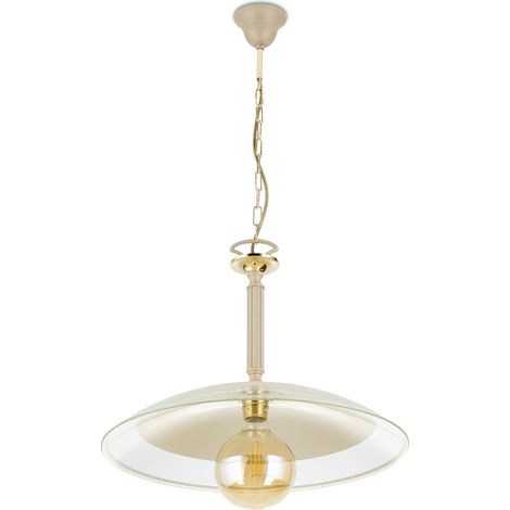 Lampada a sospensione Luna in vetro beige 1xE27 47