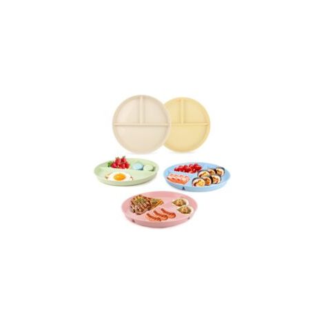 Lot de 5 Assiettes Compartimentées en Plastique Réutilisable - Incassables pour Adultes et Enfants - Micro-ondes & Lave-vaisselle (1/5)