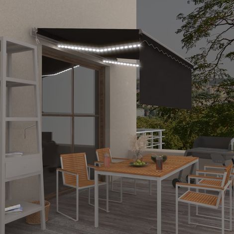 Auvent, Marquise auvent de porte, Abri banne entrée protection automatique store capteur de vent LED 3x2,5 m Anthracite LKOWF62595 (1/5)