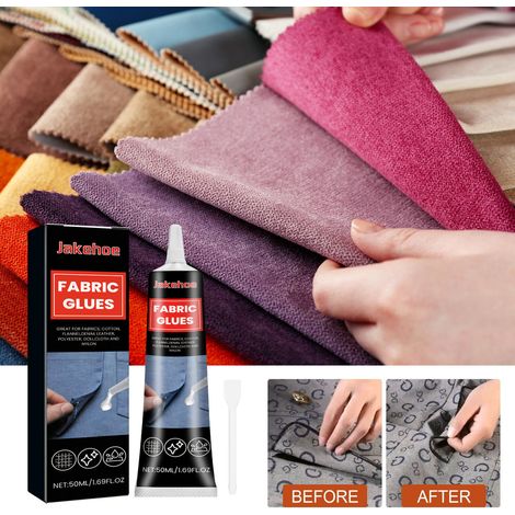 Colle textile transparente, imperméable, lavable et à séchage rapide pour coller vêtements, denim et autres tissus – 50 ml + raclette (1/5)