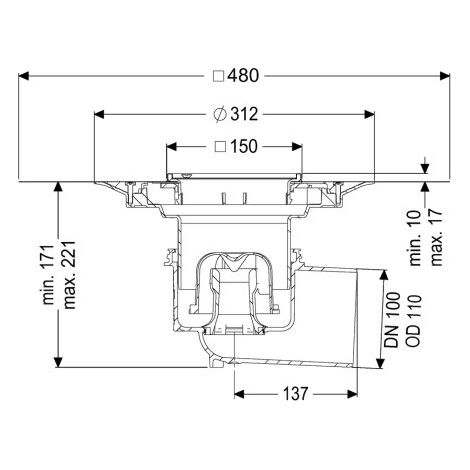 KESSEL 45110.51 Siphon de sol/plafond Practicus
