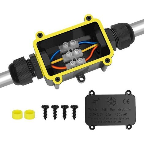 Caja de conexiones exterior impermeable IP68, conector de cable eléctrico, caja de conexión de 2 vías para cables de Ø 4 a 14 mm (1/5)