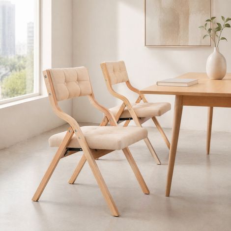 Sillas plegables acolchadas de madera 2 unidades OKMYHOME