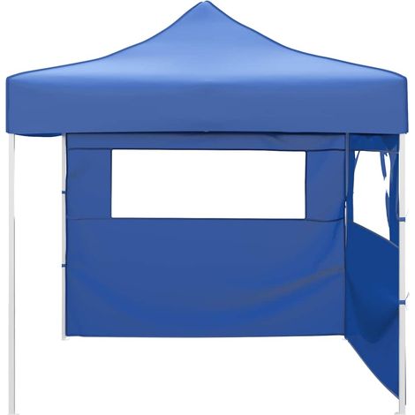 Tente de réception pliable, Pavillon, Pergola, Tente de jardin, avec 2 parois 3 x 3 m Bleu OIB9003E (1/5)