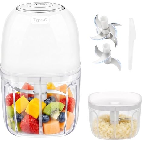 Hachoir électrique de Cuisine Multifonction pour légumes et ail 350ml sans Fil Type-C Rechargeable 6 Lames en Acier Inoxydable 45W Silencieux (1/5)