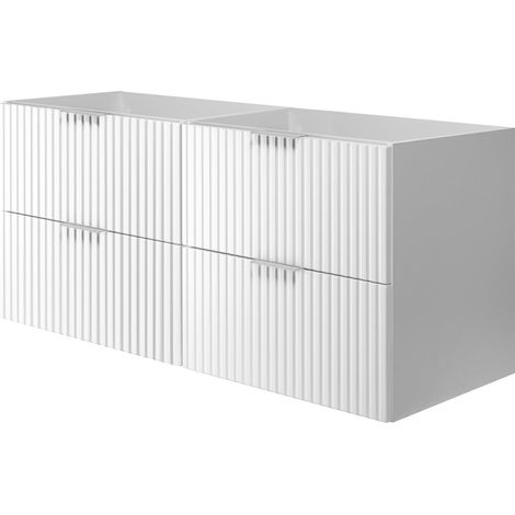 Mobile lavabo, Bianco, 120 (2 x 60) x 57 x 46 cm, maniglia argento, senza piano (1/5)