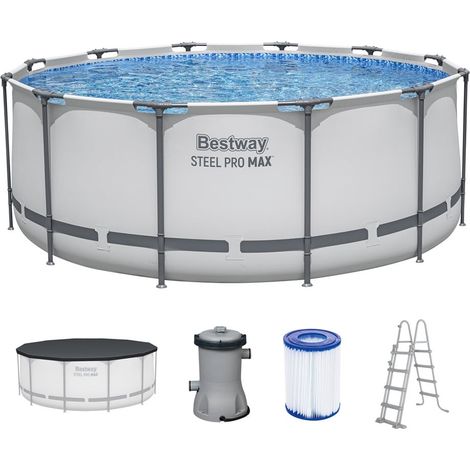 TrAdE Shop Traesio - Piscina Fuori Terra Con Struttura Steel Pro Max Pompa Filtro Scala ø366x122cm Tonda 56420 - (1/5)
