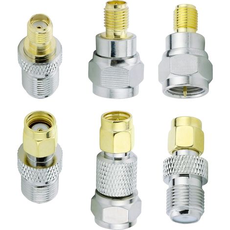 6PCS SMA/RP SMA vers F Adaptateur SMA vers F Type Adaptateur RP-SMA vers F Type Adaptateur SMA vers F-Typ RF Coaxial Adaptateur Prise F pour Antenne TV Connexion FM AM Dab+ Radio Vidéo (1/5)