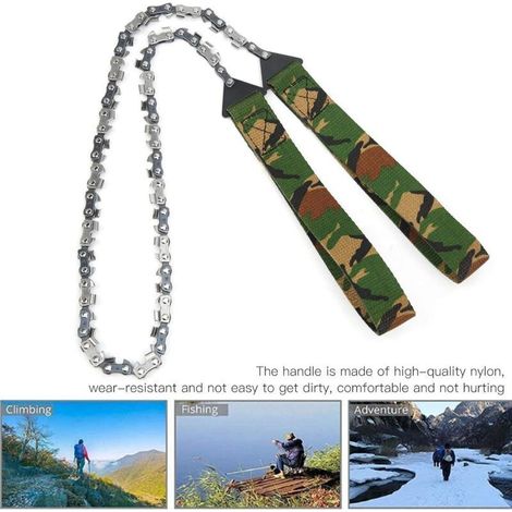 Scie à chaîne à Main - Mini scie à chaîne à Main Portable pour l'extérieur Survival 33T Scie de Poche de Camping d'exploitation forestière Camouflage (1/3)