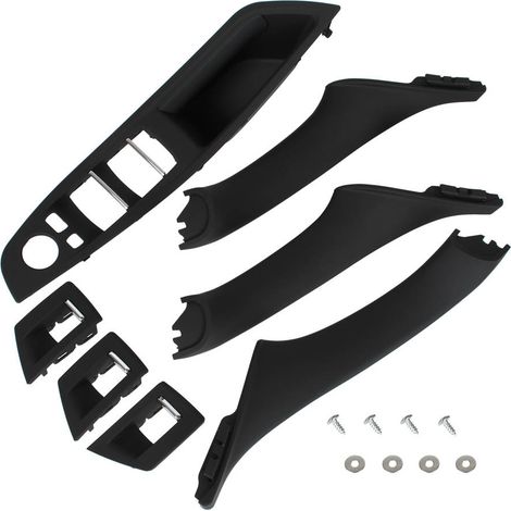 Juego de 7 manijas interiores de puerta delanteras para BMW Serie 5 F10 F11 (2009-2017) color negro. (1/2)