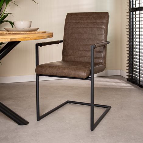 Chaise de salle à manger industrielle Taupe Bras - Avec accoudoir (1/5)