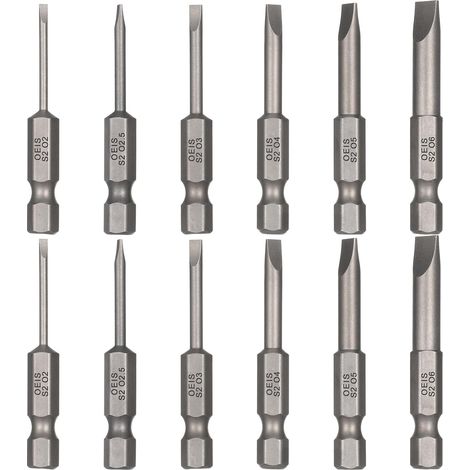 Lot de 12 embouts plats longs 50 mm, 1/4" hexagonaux (1/5)