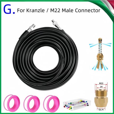 (Style G-25m) Tuyau de nettoyage de canalisations haute pression 5800 PSI, kit d'outils de dragage et de nettoyage de conduites d'égout, buse de nettoyage des eaux usées, pour Kärcher (1/5)