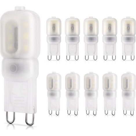 Ampoule LED G9 2W, Équivalent à 20W halogène, 260LM, Lumière blanc froid 6000K, Non-dimmable, 220-240V, Ampoules à économie d'énergie, Lot de 10 [Classe énergétique E] (1/5)