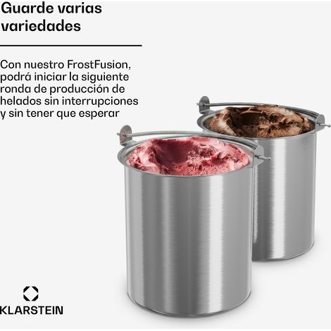 Klarstein FrostFusion recipiente para helado  1 litro  acero inoxidable  inoxidable  resistente a rayaduras  apto para lavavajillas