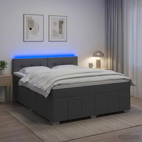 Cama box spring con colchón Gris oscuro 160 x 200 cm Tela (1/5)