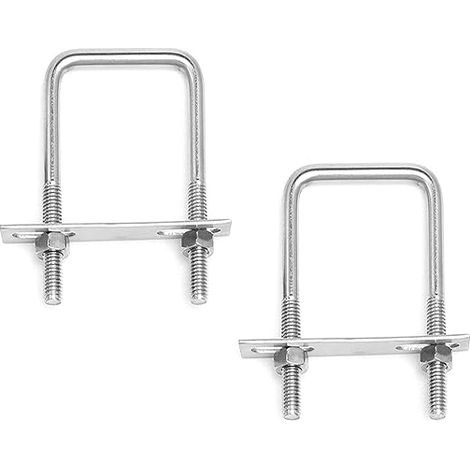 Stück Edelstahl-U-Bügel M10 x 80 mm x 150 mm Vierkant-U-Bügel mit Muttern und Rahmenplatten-Klemmschrauben zur Rohrbefestigung (1/5)