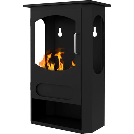 HOMCOM Caminetto a Bioetanolo con Bruciatore 1.2L Durata 3 Ore in Acciaio Nero