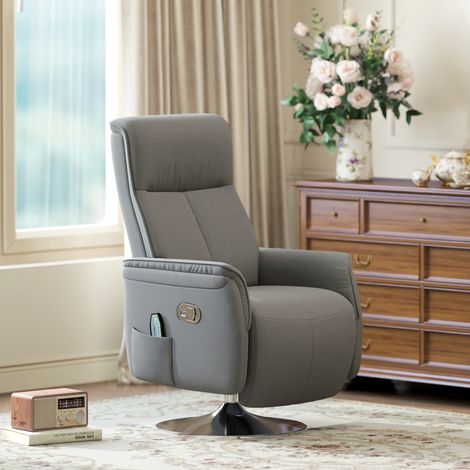 Fauteuil relax massant fauteuil de relaxation inclinable pivotant dossier et repose-pieds réglable 68,5x77x117cm gris (1/5)