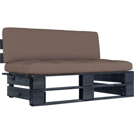Garten-Mittelsofa aus Paletten Schwarz Kiefernholz Imprägniert (1/5)