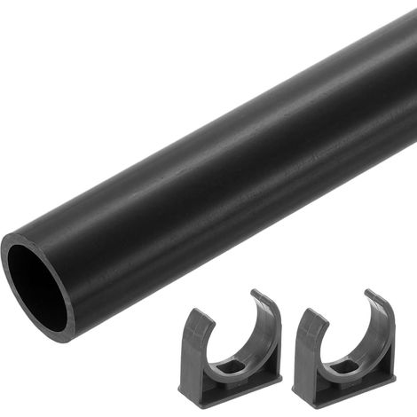2Pcs Tuyau Rigide En PVC, Longueur 500mm Tube Rond, 45.2mm DI 50mm DE Tubes En Plastique Avec Collier Pour Aquarium, Système De froid Par Eau, Gainage De Câble, Gris Foncé (1/5)