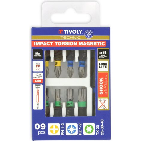 Tivoly • Coffret 9 pcs Lg 25- 8 embouts Torsion Impact ACR & Magnetique + 1 porte embout magnétique impact (1/3)