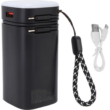 Ortviai Power Bank Portable 20000 mAh avec Charge Rapide PD 22,5 W, Câble Intégré et Lampe de Camping à 3 Niveaux