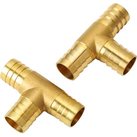 Lot de 2 raccords de tuyau 3 voies en laiton - Raccord d'eau 19 mm - Tuyau en T pour conduites de 3/4" (1/5)