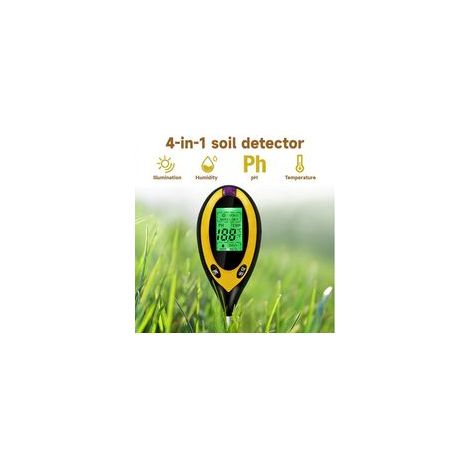 Testeur de Sol 4 en 1 Professionnel PH-mètre, Humidité, Lumière et Température - Thermomètre de Sol Digital avec Écran LCD Rétroéclairé et Sonde Haute Sensibilité pour Jardin Potager (1/4)