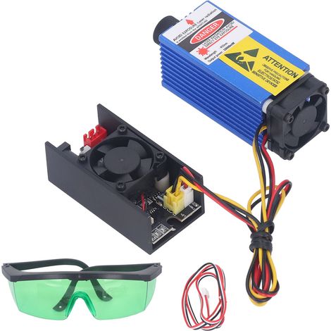 Module Gravure Laser 12V 10W Bleu Réglable Mise au Point pour Machine 3018, Graveur Haute Précision avec Lentille Ajustable (1/5)