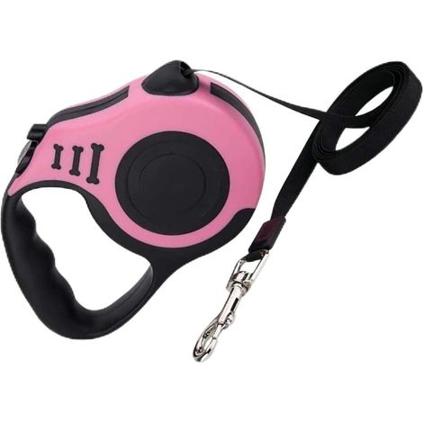 Guinzaglio per cani retrattile, estensibile, 5 m/10 kg, resistente, guinzaglio antigroviglio per cani di piccola, media e grande taglia (rosa) (1/5)