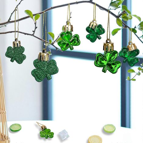 Ensemble de 36 décorations de trèfles pour la Saint-Patrick, porte-bonheur, à suspendre, pendentifs en forme de trèfle, pour porte-clés, sapin, étagère, décoration intérieure, fête irlandaise (1/4)