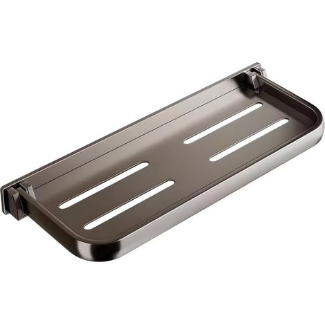 Étagère pliable en aluminium, conception peu encombrante de 30 cm, comprend des vis et de l'adhésif pour une installation facile (1/4)