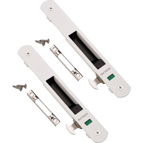 Porte Coulissante Fenêtre Crochet Serrure Serrure de Porte Coulissante Longue 197 X large 28 mm (Blanc 2) (1/5)